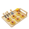 Large Natural Bamboo Cheese Board Set includes 4 Cheese Knives Cutting & Serving