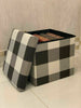 Folding Storage Ottoman Linen Look Plaid Check Fabric Stool Footstool Toy Box UK
