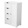 Bathroom Wood Cabinet Storage 4 Drawer 1 Door Free Standing Cupboard Unit White