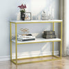 Tribesigns Industrial Console Table Marble Slim Entryway Hallway Table Grey/Gold