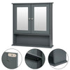 Bathroom Wall Cabinet Storage MDF Cupboard with Mirror Shelves Cupboard Grey