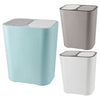 Kitchen Recycling Bin 15L Double Plastic 2 Section Compartment Press Top Dustbin