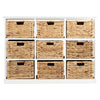 3x3 WHITE WOOD HOME STORAGE UNIT 9 WICKER DRAWER BASKETS CHEST/CABINET