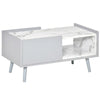 Two-Tone Coffee Table Marble Effect w/ Storage Wood Legs Home Furniture