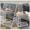 C Shaped Side Table Snack Coffee End Table for Living Room, Slides Up to Sofa