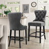 Velvet Fabric Bar Stool High Chair Kitchen Breakfast Counter Seat with Backrest
