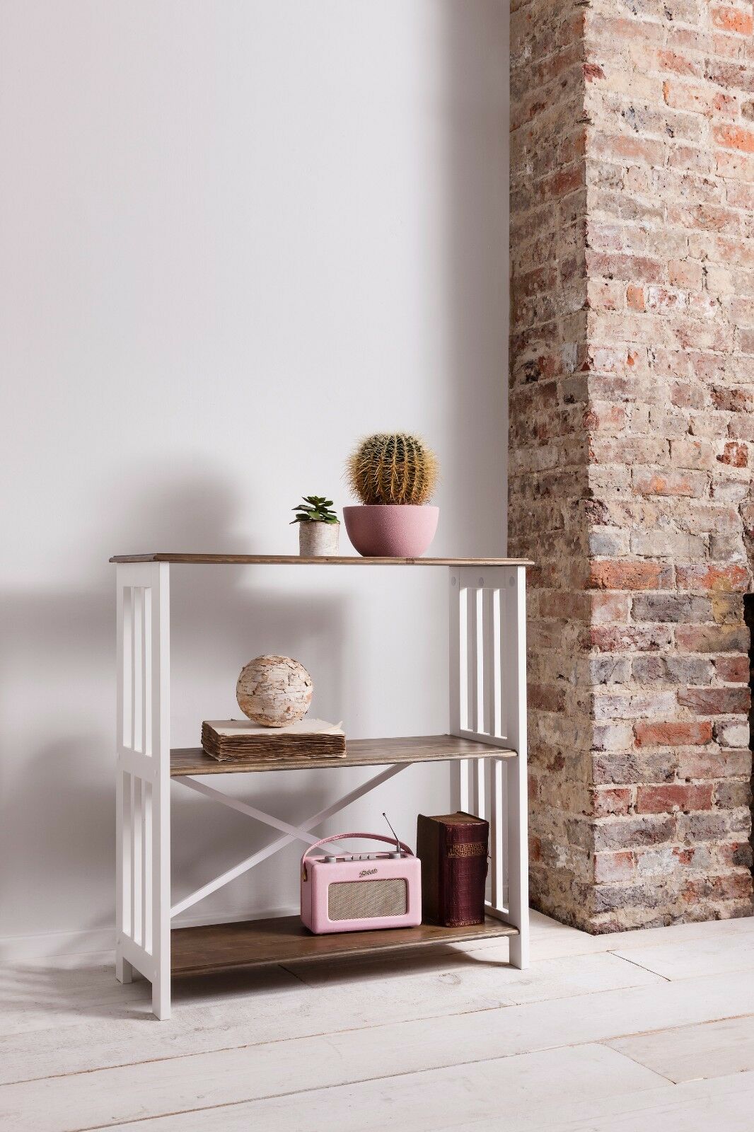 Bookshelf Display Unit Bookshelves in White & Dark Pine Canterbury
