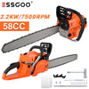 Petrol Chainsaw Heavy Duty 20" 52cc Saw Cutter With Cover 2.2kw FREE SPARE CHAIN