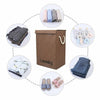 LARGE LAUNDRY BASKETS WASHING CLOTHES STORAGE FOLDING BASKET BIN WITH LID GREY P