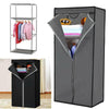 Single Fabric Canvas Wardrobe with Hanging Rail Shelving Clothe Storages Closets