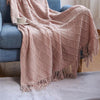 100% Acrylic Knit Throw Blanket Warm Decor Blanket with Tassels for Couch Bed