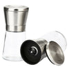 2pcs Salt & Pepper Grinder Shaker Stainless Steel Glass Manual Spice Mill Bottle