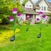 LED Solar 3-Tulip Flower Light Outdoor Waterproof Garden Lawn Stake Lamp UK