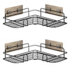 Set of 2 Self Adhesive Corner Storage Shelves in Black