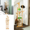 170cm Free Standing Coat Rack Bamboo Shelf Hat Clothes Holder Stand Display Hook