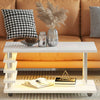 High Gloss LED Lights Coffee Tables w/ 5 Wheels Sofa Tea Table Living Room White