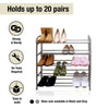 5 Tier Shoe Rack, Heavy Duty Footwear Boot Trainer Storage Rack Organise 20 Pair