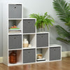 White 10 Cube Shelving Unit Storage Furniture Shelf 6 Grey Fabric Boxes