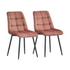 Set of 2 Velvet Dining Chairs Soft Padded Seat Metal Legs Modern Office Kitchen