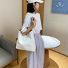 Fashion PU Handbag Women Totes Simple Large Capacity Shoulder Bag (Beige)