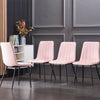 4X Dining Chairs Set Velvet Padded Seat Metal Legs Kitchen Chair Home Pink UK