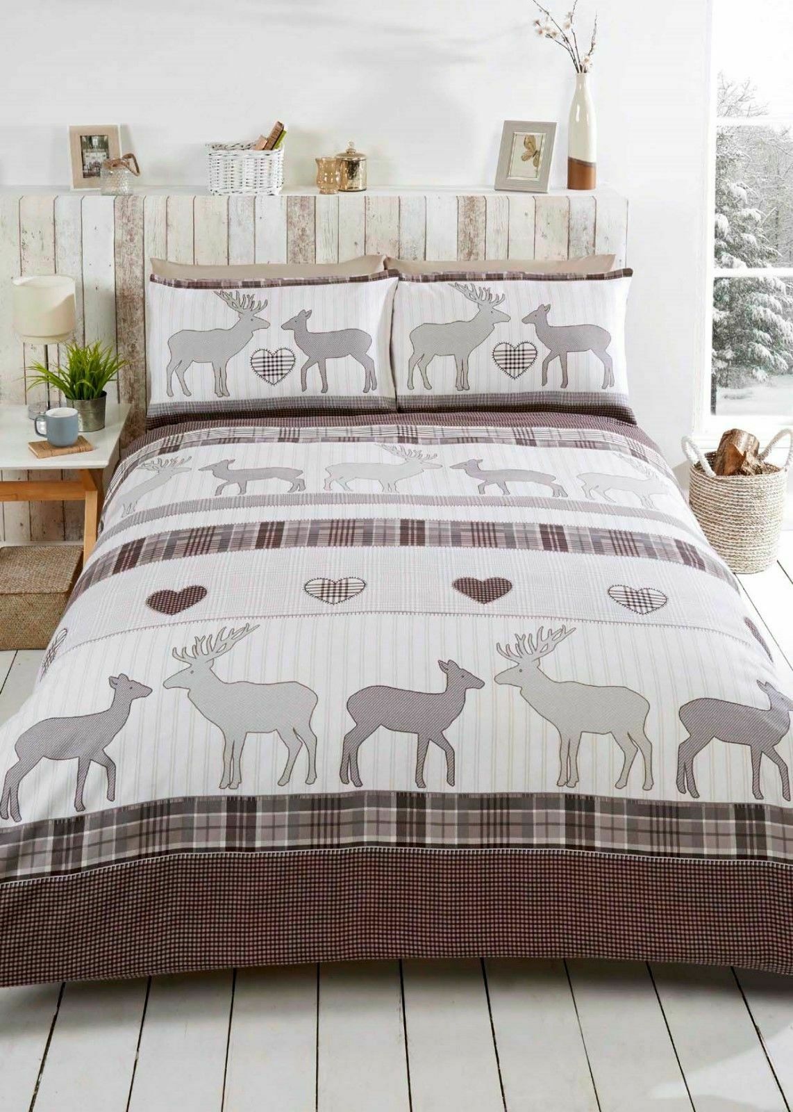THERMAL 100% BRUSHED COTTON FLANNELETTE QUILT DUVET COVER BED SET COSY WARM SOFT