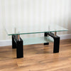 Coffee Table Modern Rectangle Oval Glass & Chrome Lower Shelf Living Room