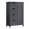 Bathroom Cabinet 4 Drawer Grey Wooden Storage Cupboard Standing Unit LHC41GY