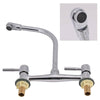 Modern Dual Lever Chrome Kitchen Sink Mixer Taps 2 Hole Deck Mounted Tap Faucet
