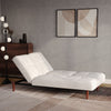 Angle Adjustale Beige Velvet Sofa Bed 3 Seater Click Clack Bed Settee Wooden Leg