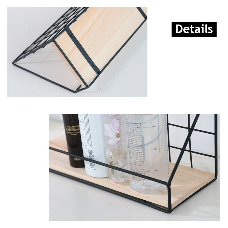 2X Retro Industrial Style Wall Shelf Shelving Unit Metal Wood Storage Rack Black