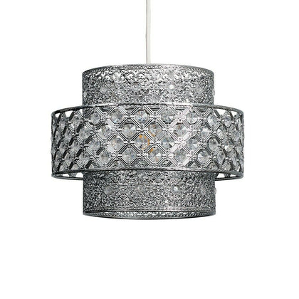 Chrome Ceiling Light Shade Easy Fit Pendant light 3 Tier Jewel Lighting LED Bulb
