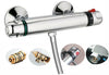 Modern Chrome Thermostatic Exposed Bar Shower Mixer Valve Tap Bottom Outlet 1/2"