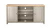 Grey Oak TV Stand Two Tone 2 Door Cabinet Television Unit Open Shelf Cable Tidy
