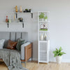 Bathroom Tall Storage Cabinet with 3 Tiers Bamboo Shelving Uint Free Standing