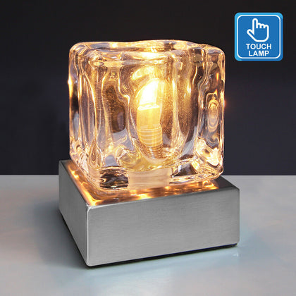 Dimmable Touch Table Light Glass Ice Cube Bedside Study Office Dimmer Lamp M0112