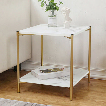 2 Tier Marble Simple Coffee Tea Table Modern Sofa Side End Table Living Room NEW