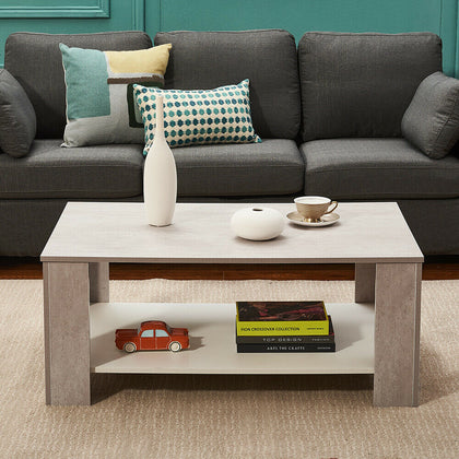 Coffee Table 2 Tier Console Table Bottom Shelf Storage Retro Office Tea Table UK
