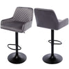 2x Adjustable Breakfast Bar Stools Velvet Swivel Gas Lift Chair Kitchen Pub Grey