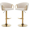 Bar Stools Set of 2 Adjustable Height Swivel Velvet Pub Bar Lounge Chairs Beige