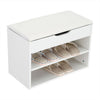 Shoe Rack Wooden Storage Bench Ottoman Shoes Cabinet Padded Seater with Cushion