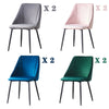 Set of 2 Velvet Padded Dining Chairs Living Room Chairs with Metal Legs Counter