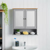 Bathroom Mirror Cabinet Grey Bamboo Wooden Double Wall Mounted Unit Christow