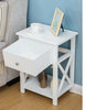 White Bedside Table Cabinet Nightstand Side Drawer & Shelf Storage Bedroom