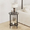 Double Tier Grey Tempered Glass Coffee Table End Side Display Table Night Stand