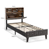 Single Size Bed Frame Upholstered Platform Bed Slat Support W/ Storage Headboard