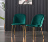 2X Morden Velvet Fabric Dining Chairs Metal Brass Legs Kitchen Padded Seat Green