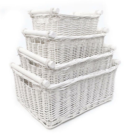 White Log Children Kids Baby Nursery Wicker Storage Basket Toy Box Organiser