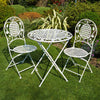 Grey Bistro Set Outdoor Patio Garden Furniture Table and 2 Chairs Metal Frame