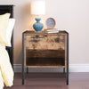 Bedroom Night Stand Bedside Cabinet Rustic Wood 1 Drawer With Shelf Side Table